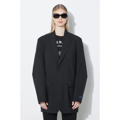 Zdjęcie Kenzo marynarka wełniana Solid Kimono Blazer kolor czarny jednorzędowa gładka FE52VE2469RB.99