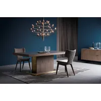 Picture Elegant Living Room Table, Oak, Extendable, Brass Finished - Bamax