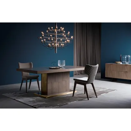 Zdjęcie Elegancki Stół do Salonu, Dębowy, Rozkładany, Wykańczany Mosiądzem - Bamax