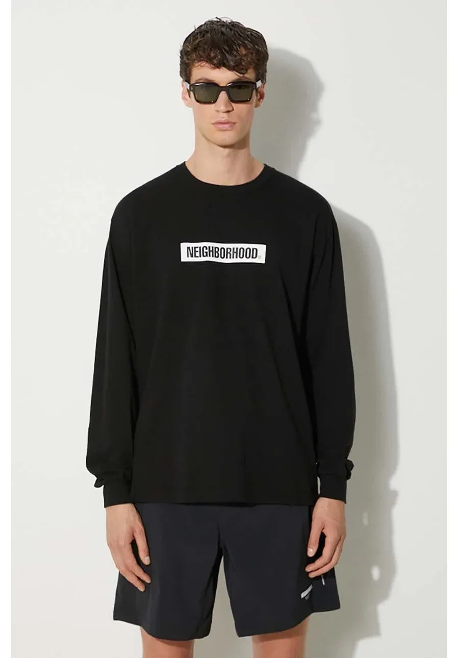 obrazek 1 NEIGHBORHOOD longsleeve bawełniany NH . Tee Longsleeve-2 kolor czarny z nadrukiem 241PCNH.LT02
