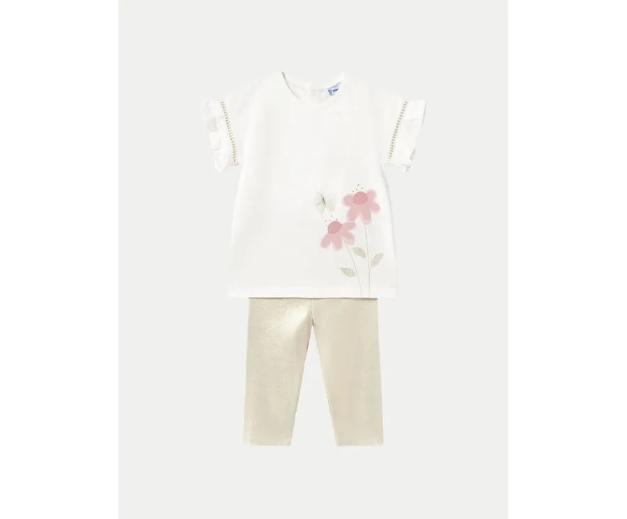 obrazek 1 Mayoral Komplet t-shirt i legginsy 1734 Beżowy Regular Fit