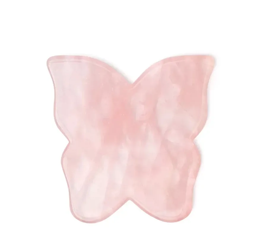 obrazek 1 Crystallove Płytka Motylek do Masażu Twarzy Gua Sha z Kwarcu Różowego