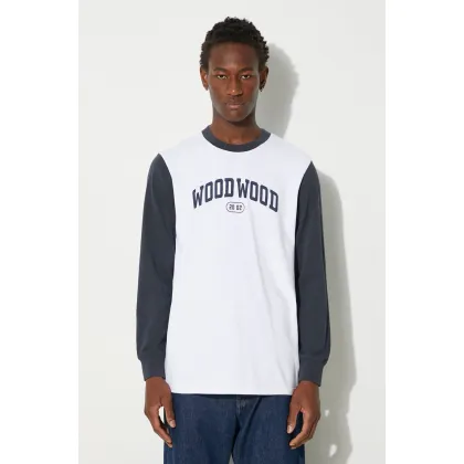 Zdjęcie Wood Wood longsleeve bawełniany Mark IVY Longsleeve kolor biały z nadrukiem 12135401.2489-WHITE