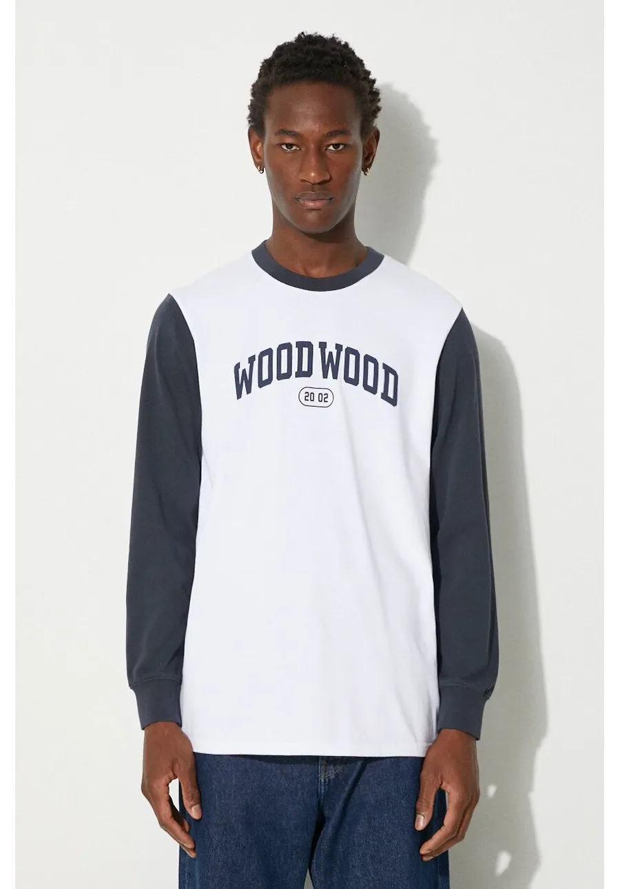 obrazek 1 Wood Wood longsleeve bawełniany Mark IVY Longsleeve kolor biały z nadrukiem 12135401.2489-WHITE