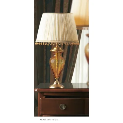 Picture Beautiful small lamp with a conical shade and gold beads - Il Paralume Marina