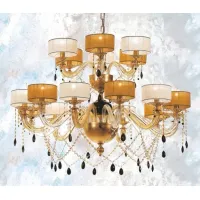 Picture Chandelier with two-tone Murano glass arms, conical shades, perforated cups and Swarovski crystal - Il Paralume Marina