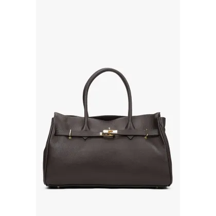 Zdjęcie Estro: Duża ciemnobrązowa torebka damska z włoskiej skóry naturalnej Premium