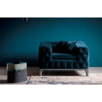 Zdjęcie Stylowy, Luksusowy Włoski Fotel do Salonu Wyściełany Aksamitem - Bamax