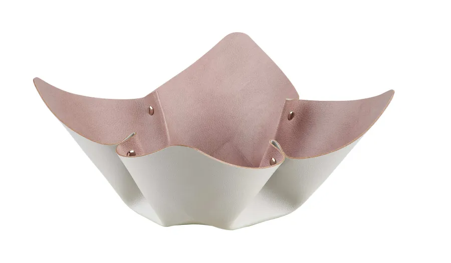 obrazek 1 Skórzana misa na owoce w kolorze perłowym – Ø35 cm