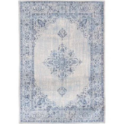 Zdjęcie Stylowy niebieski dywan klasyczny - BLUE BORDER 8670