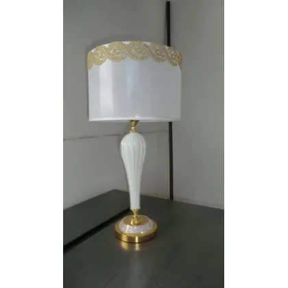 Picture Murano glass table lamp with brass elements inlaid with Swarovski rhinestones - Il Paralume Marina