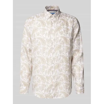 Zdjęcie Koszula lniana o kroju regular fit z kołnierzykiem typu button down