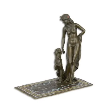 Zdjęcie Ekskluzywna rzeźba Kleopatry z panterą wykonana z brązu