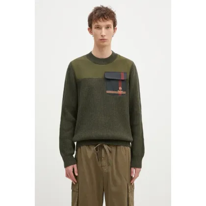 Zdjęcie Baracuta sweter wełniany Barbour x Baracut Miller Knit męski kolor zielony ciepły BRMAG0191