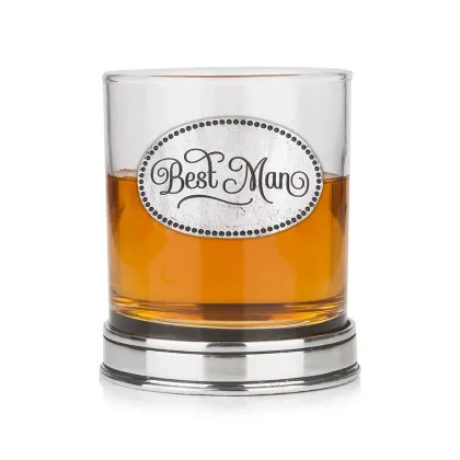 Zdjęcie Firmowa szklanka do whisky ”Świadek” w kolorze miedzi – prezent dla świadka ślubu