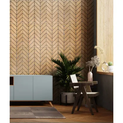 Zdjęcie 60x60x1,1 cm LD (Jodełka) panel frezowany MDF fornir dębowy - ozdobna dekoracja ścienna 3D