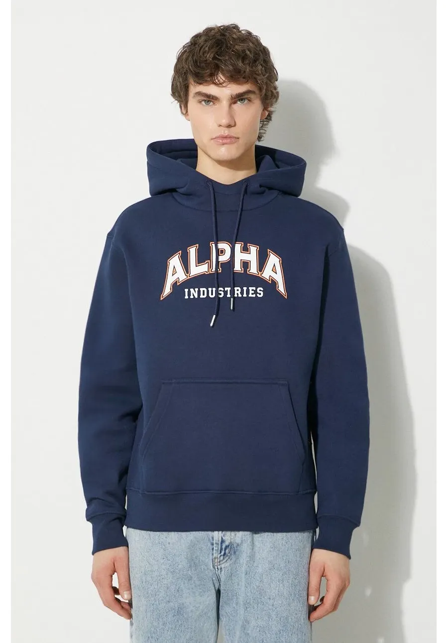 obrazek 1 Alpha Industries bluza College Hoody męska kolor granatowy z kapturem z nadrukiem 146331