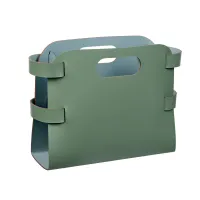 Picture Magazine basket 16x36xH25 cm made of natural leather in the color of eucalyptus leaves