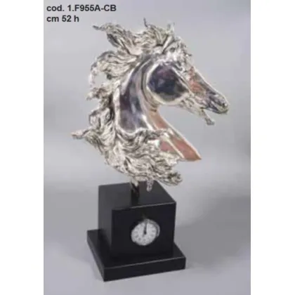 Zdjęcie Wykonana we Włoszech figura ozdobna - głowa konia + zegar - ArtBe