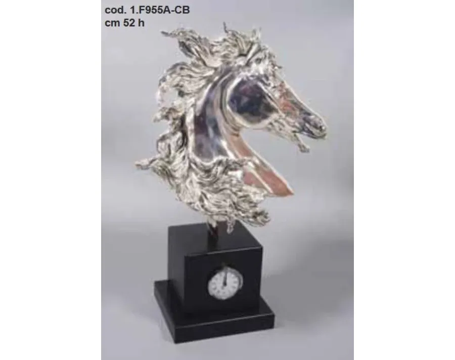 obrazek 1 Wykonana we Włoszech figura ozdobna - głowa konia + zegar - ArtBe