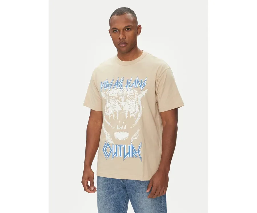 obrazek 1 Versace Jeans Couture T-Shirt 78GAHT06 Beżowy Regular Fit