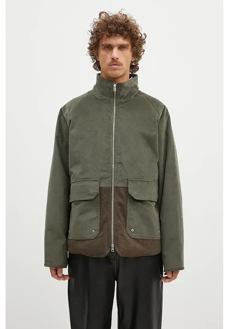 obrazek 1 Norse Projects kurtka z domieszką wełny Hakon Solotex Corduroy kolor zielony przejściowa N50.0257.8098