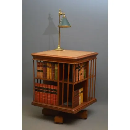 Zdjęcie Niezwykłej jakości i nietypowy antyk, późno wiktoriański, obrotowy regał na książki