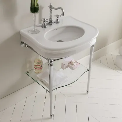 Zdjęcie Luksusowa konsola Florian z umywalką LA12, półką i uchwytem na ręczniki – 3SC