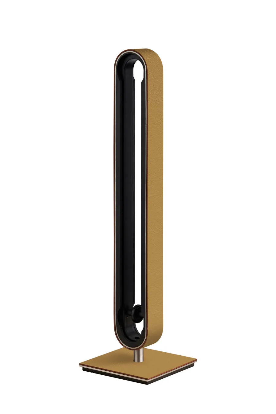 picture 1 Vertical coffee capsule holder made of mustard-colored natural leather