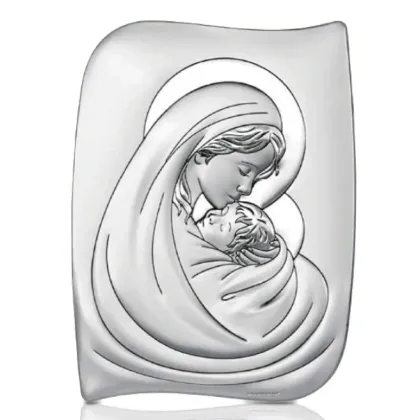 Picture Silver picture with Madonna and Child 13.5x18 cm