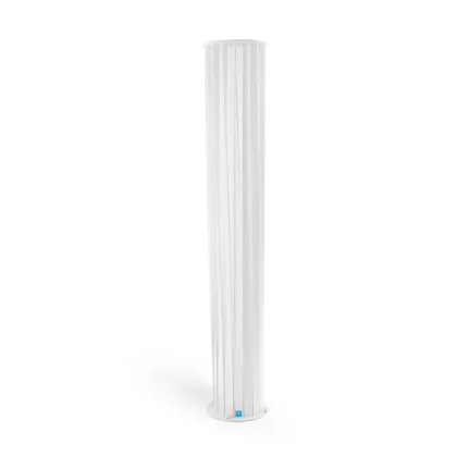 Zdjęcie Aluminiowa biała lampa stojąca Aton H 150 cm ze skręconymi listwami do ogrodu