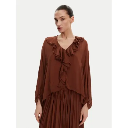 Zdjęcie ViCOLO Bluzka TD0019 Brązowy Oversize