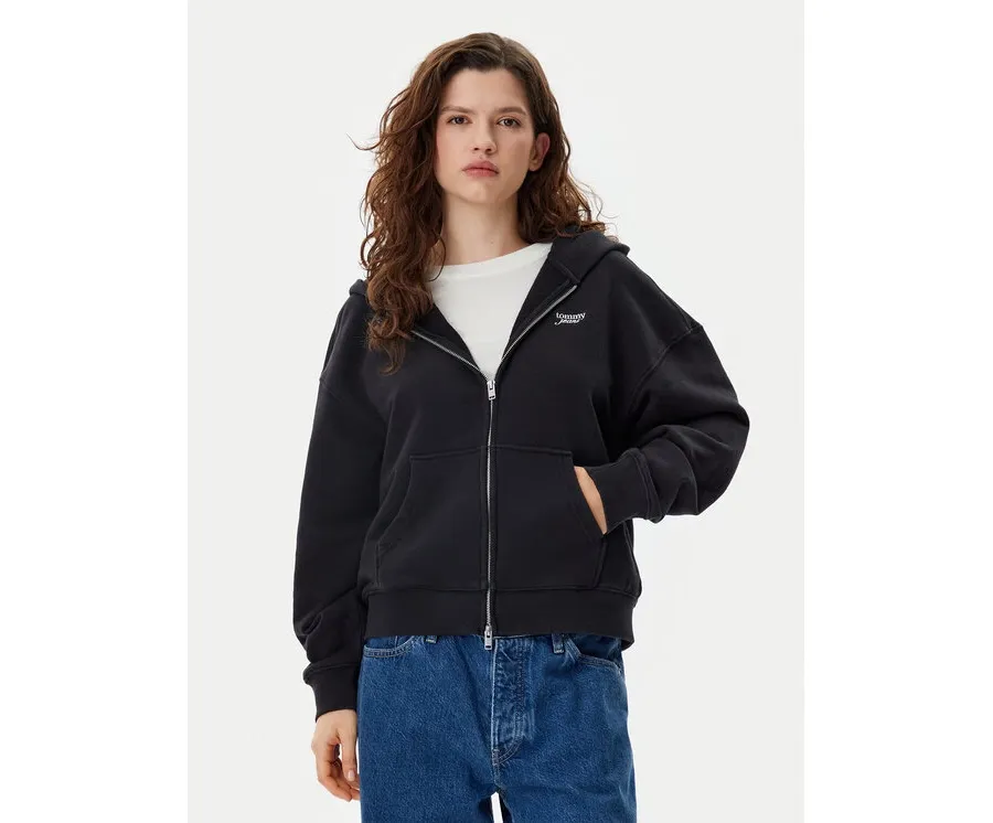 obrazek 1 Tommy Jeans Bluza Script Logo DW0DW20303 Czarny Boxy Fit