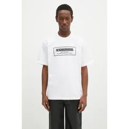 Zdjęcie NEIGHBORHOOD t-shirt bawełniany Tee SS - 1 męski kolor biały z nadrukiem 242PCNH.ST01