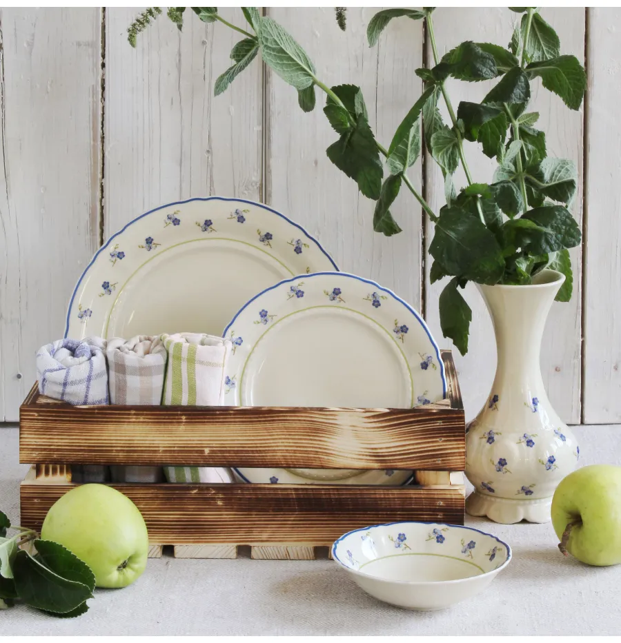 obrazek 2 Ekskluzywna miska w kolorze kości słoniowej zdobiona motywem niezapominajek – Leander