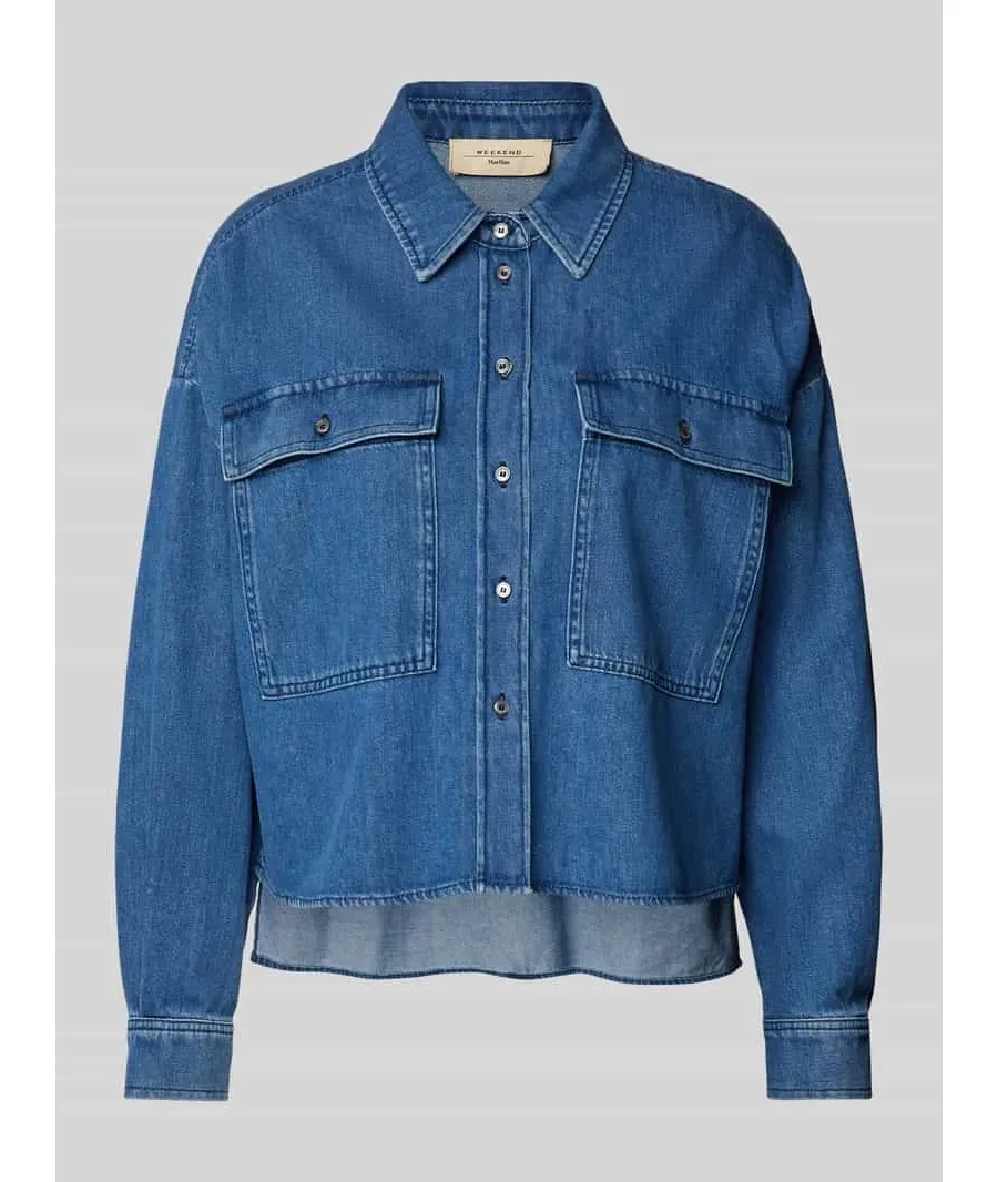 obrazek 1 Bluzka jeansowa o kroju regular fit z wykładanym kołnierzem model ‘ZEMIRA’