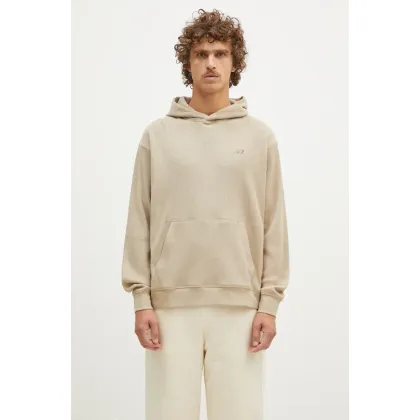 Zdjęcie New Balance bluza Waffle Knit Hoodie męska kolor beżowy z kapturem gładka MT43519SOT