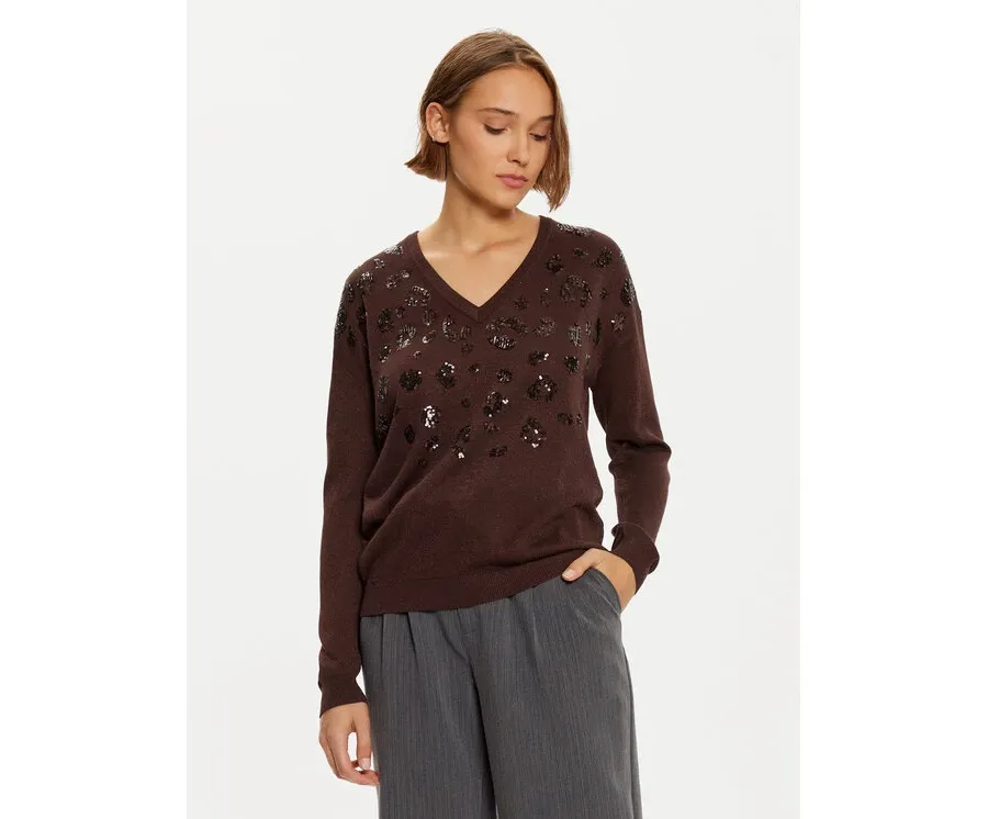 obrazek 1 LOLA CASADEMUNT Sweter LF2411007 Brązowy Regular Fit