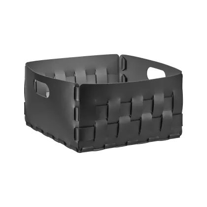 Zdjęcie Skórzany czarny kosz Bottega 35x35xH20 cm