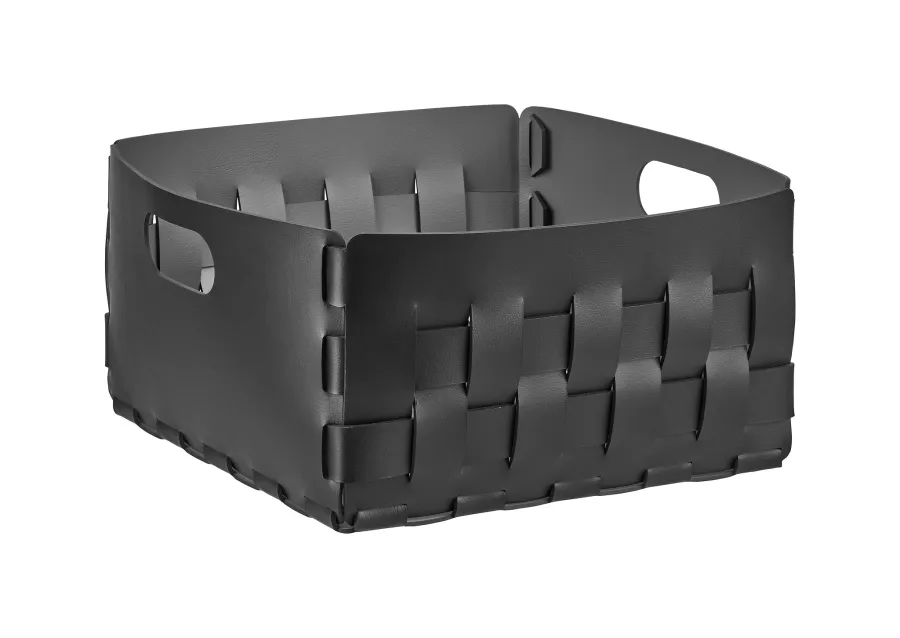 obrazek 1 Skórzany czarny kosz Bottega 35x35xH20 cm