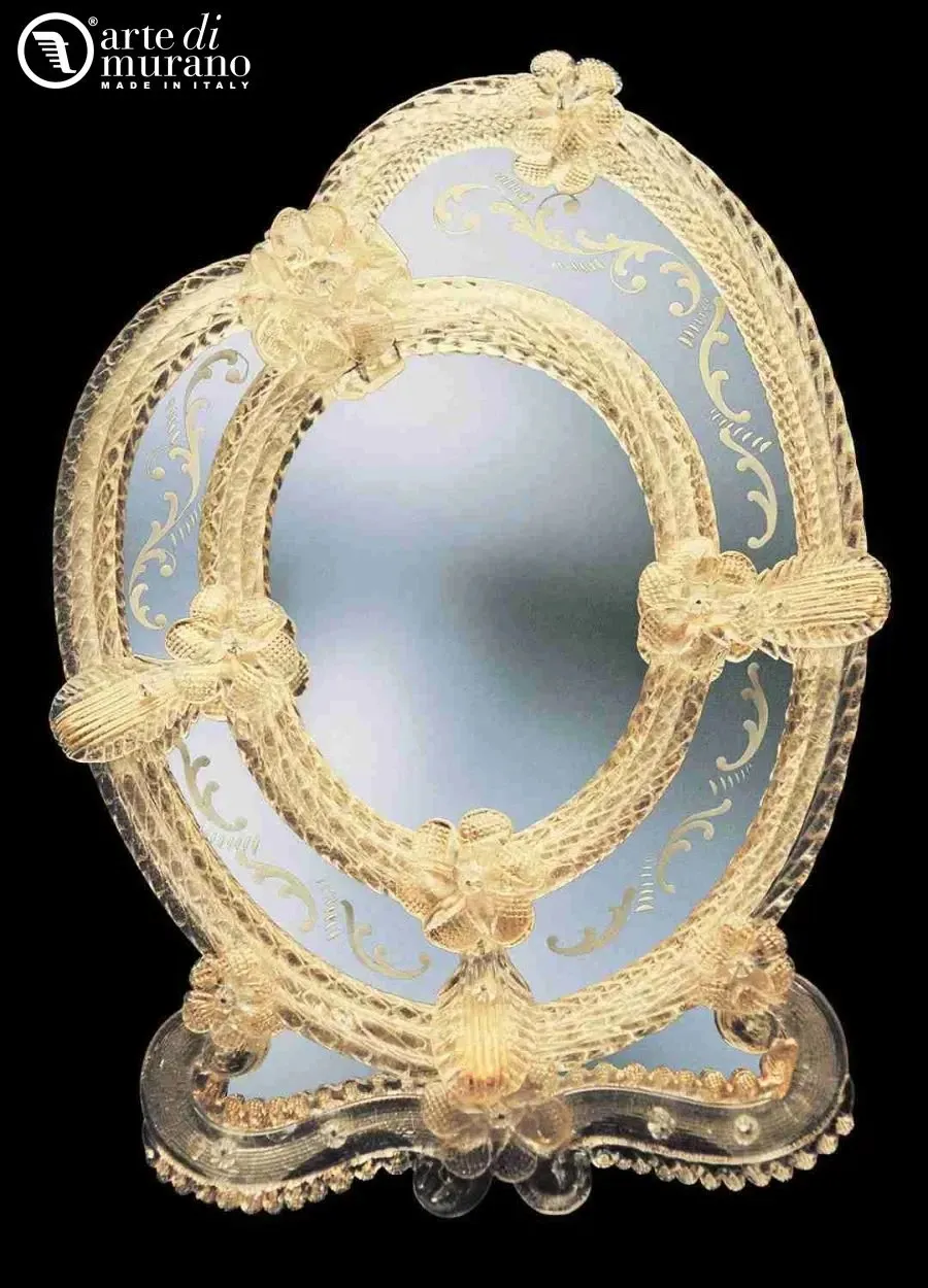 obrazek 1 Urokliwe weneckie lustro do salonu ze szkła Murano