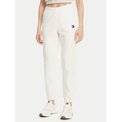 Zdjęcie Tommy Jeans Spodnie dresowe Badge DW0DW20679 Écru Regular Fit