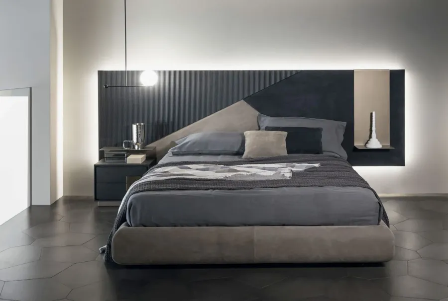 obrazek 1 Oryginalne włoskie tapicerowane łóżkow stylu minimalistycznym do sypialni
