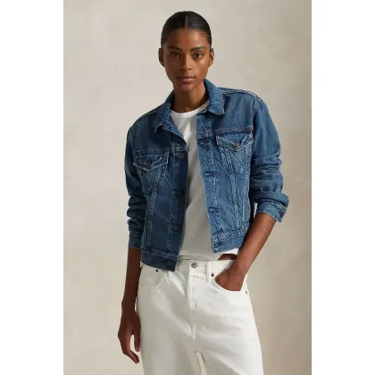 Zdjęcie Polo Ralph Lauren kurtka jeansowa damska kolor niebieski przejściowa 211969408