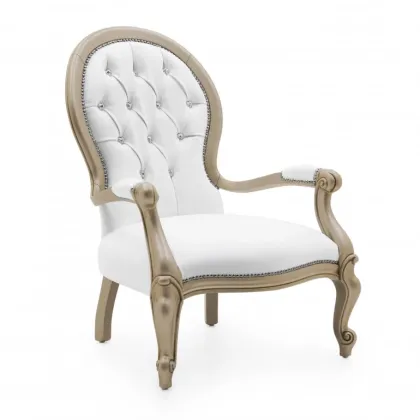 Zdjęcie Luksusowy biały fotel w stylu ludwikowskim - Sevensedie