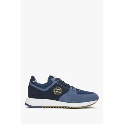 Zdjęcie Estro: Czarno-niebieskie sneakersy męskie z weluru z elastyczną podeszwą