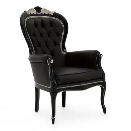 Zdjęcie Czarny luksusowy fotel w stylu ludwikowskim - Sevensedie