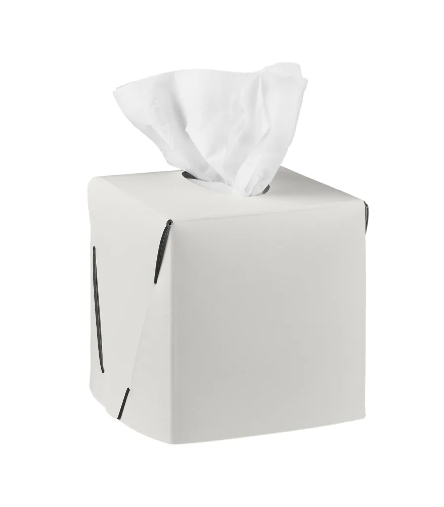 picture 1 A unique tissue box 12x12xH12 cm made of white leather