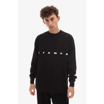 Zdjęcie STAMPD longsleeve bawełniany kolor czarny z nadrukiem SLA.M2992LT-WHT