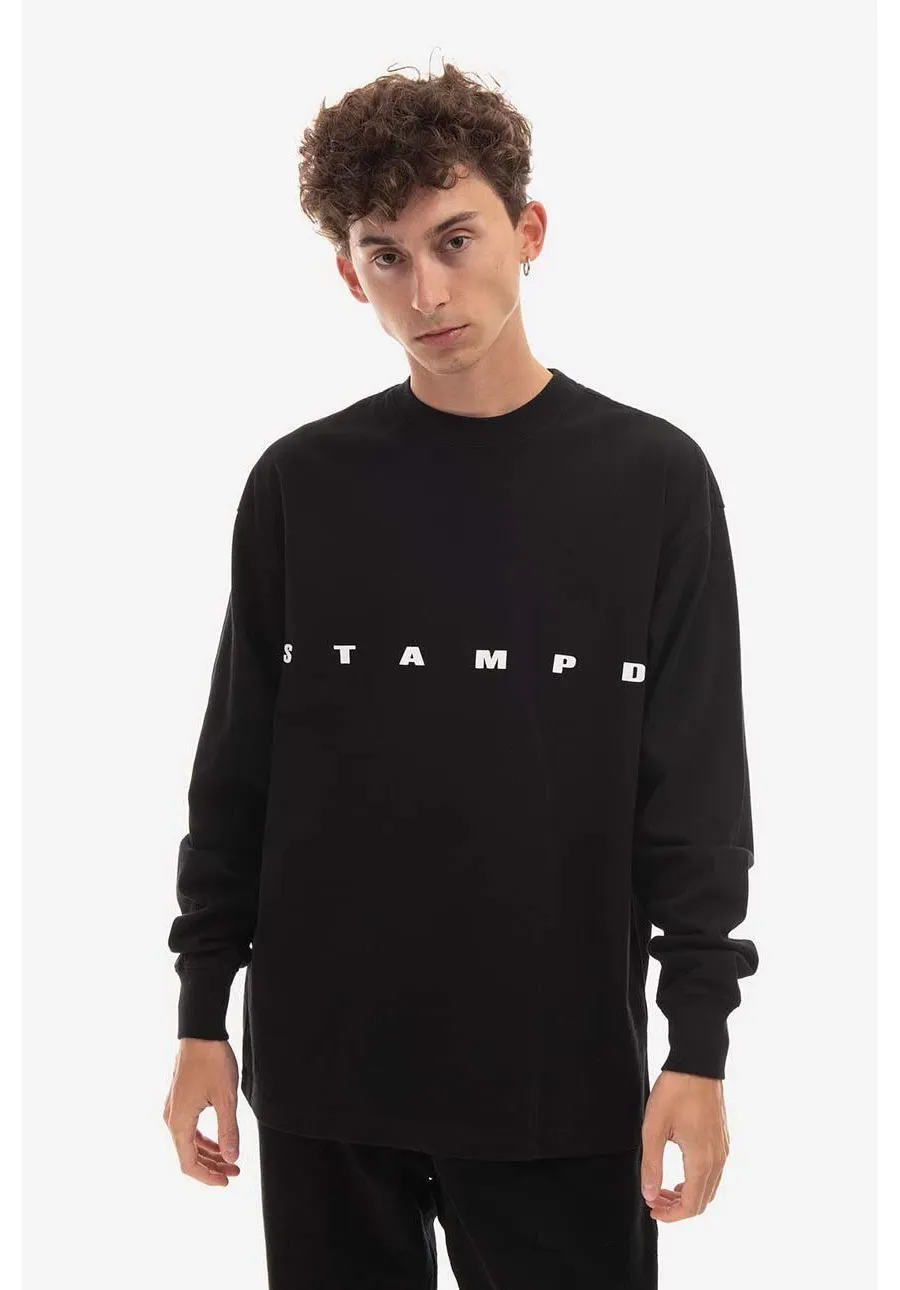 obrazek 1 STAMPD longsleeve bawełniany kolor czarny z nadrukiem SLA.M2992LT-WHT